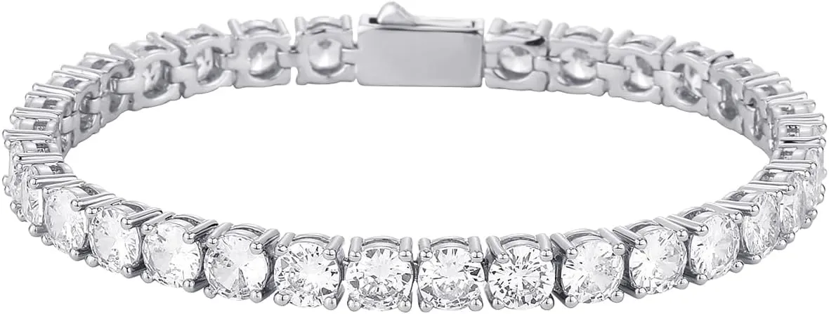 Tennis Bracelets for Women Trendy Dainty 14K Golden Silver Plated 5MM Pink Green Cubic Zirconia Brithstone Charm Bracelet for Men