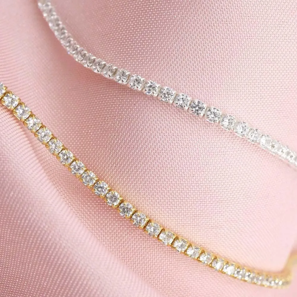 Tennis Necklace for Women 14K Gold/Silver Plated Diamond Choker Necklace Dainty Cubic Zirconia Diamond Chain Necklaces for Women Trendy Gold Jewelry