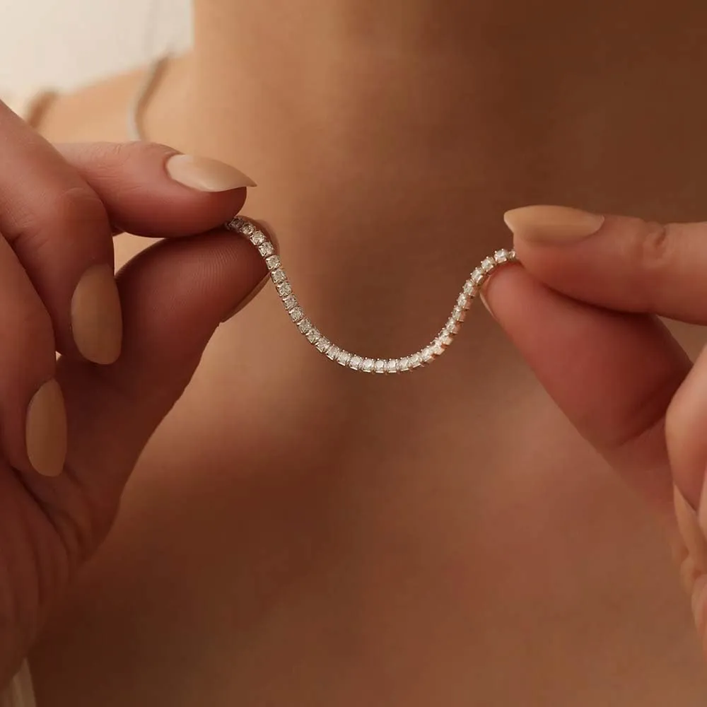 Tennis Necklace for Women 14K Gold/Silver Plated Diamond Choker Necklace Dainty Cubic Zirconia Diamond Chain Necklaces for Women Trendy Gold Jewelry