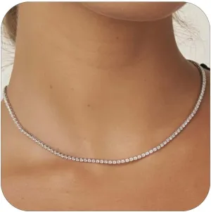 Tennis Necklace for Women 14K Gold/Silver Plated Diamond Choker Necklace Dainty Cubic Zirconia Diamond Chain Necklaces for Women Trendy Gold Jewelry