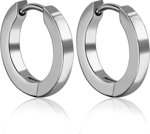 TGNEL Mens Earrings Hoop Titanium Earrings Hypoallergenic for Sensitive Ears, Polished Lightweight Plain/Cubic Zirconia Hoop Earrings for Women