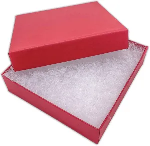 TheDisplayGuys - 25-Pack #33 Cotton Filled Cardboard Paper Jewelry Boxes Gift Case - Matte Red (3.5" x 3.5" x 1.0") - for Shipping or Storage