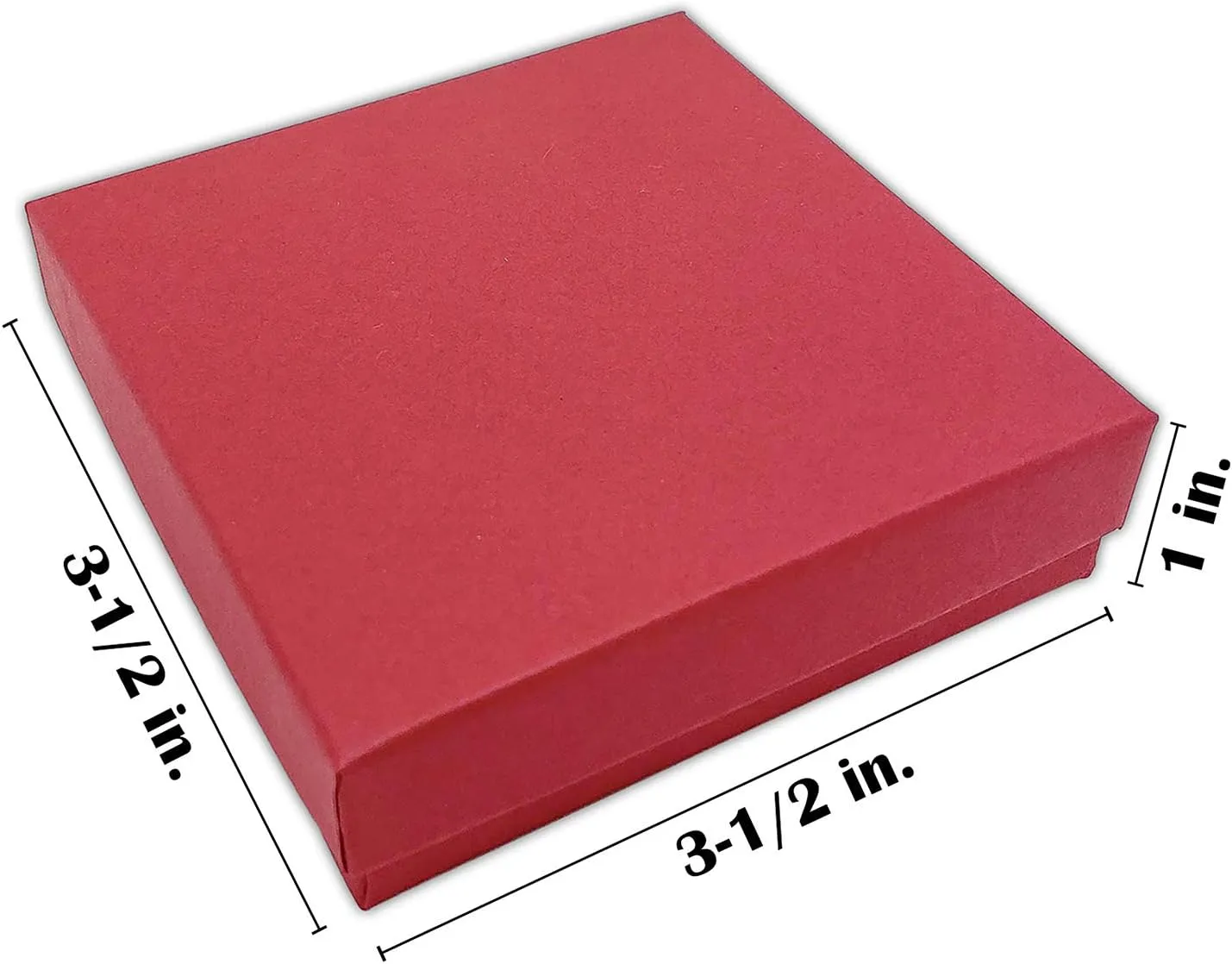 TheDisplayGuys - 25-Pack #33 Cotton Filled Cardboard Paper Jewelry Boxes Gift Case - Matte Red (3.5" x 3.5" x 1.0") - for Shipping or Storage