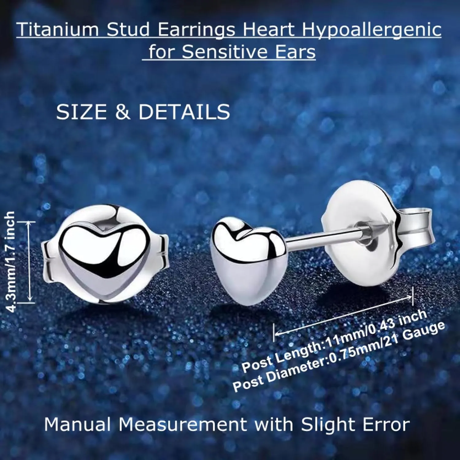 Titanium Earrings Tiny Dot/Heart/Triangle Stud Earrings, Hypoallergenic for Sensitive Ears Women Men, Premium High Polished (Shiny Grey)