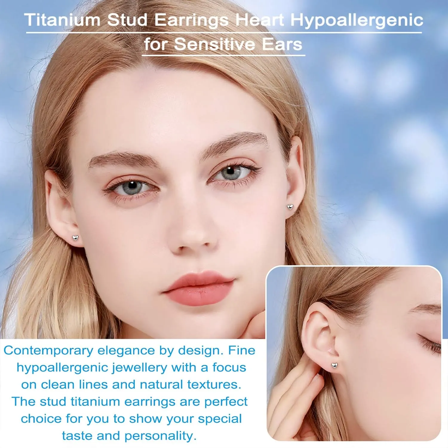 Titanium Earrings Tiny Dot/Heart/Triangle Stud Earrings, Hypoallergenic for Sensitive Ears Women Men, Premium High Polished (Shiny Grey)