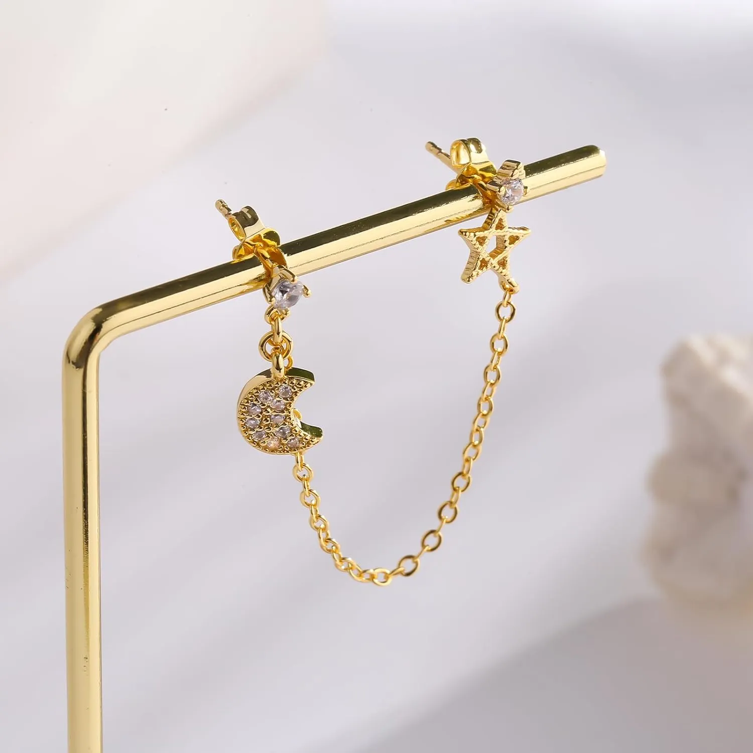 ToHeart Chain Link Earrings for Womens Hypoallergenic 14K Chain Earrings for Womens Minimalist 14K Gold Earrings for Girls