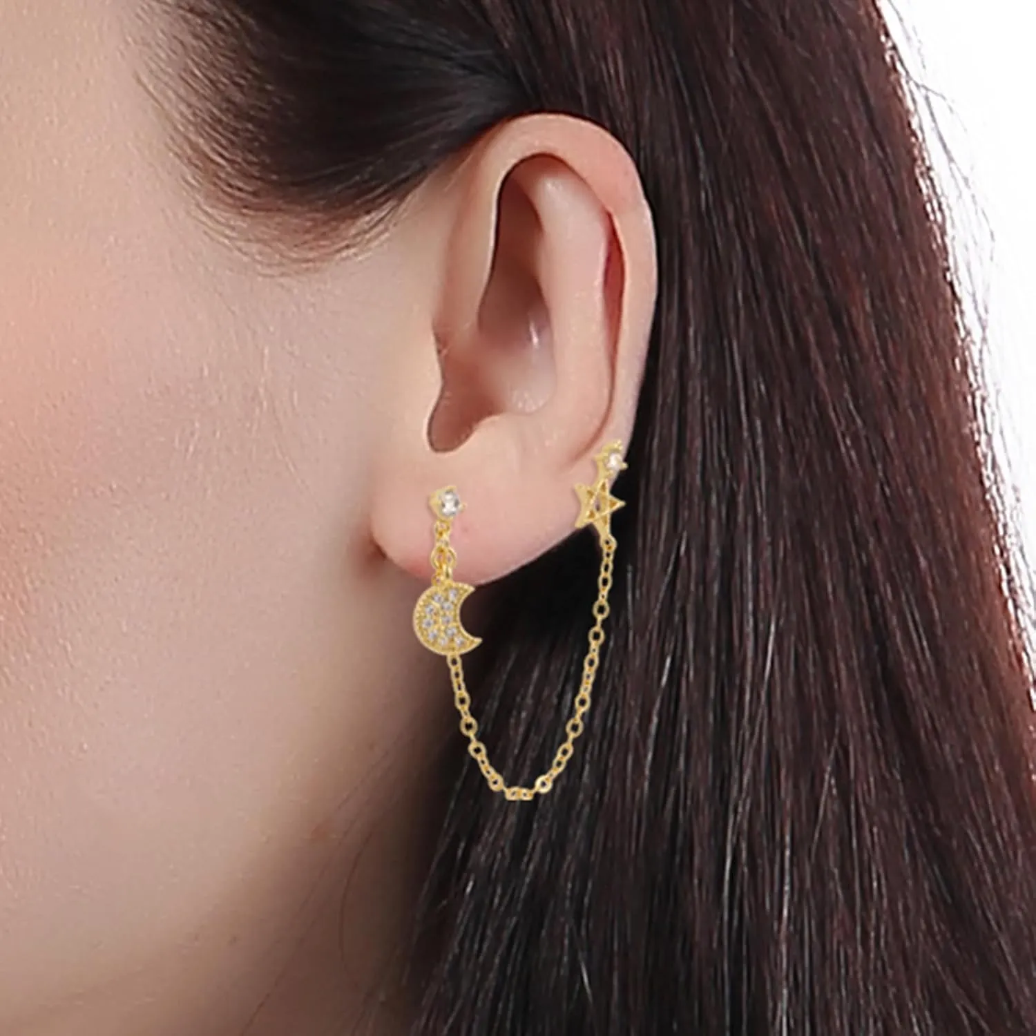 ToHeart Chain Link Earrings for Womens Hypoallergenic 14K Chain Earrings for Womens Minimalist 14K Gold Earrings for Girls