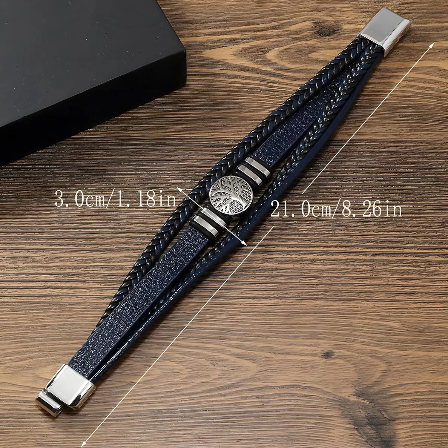 Tree of Life Leather Bracelet for Men, Multi-Layer Braided Religious Mens Cuff Bracelets with Alloy Clasp Anniversary Father's Day Birthday Christmas Jewelry Gifts for Him