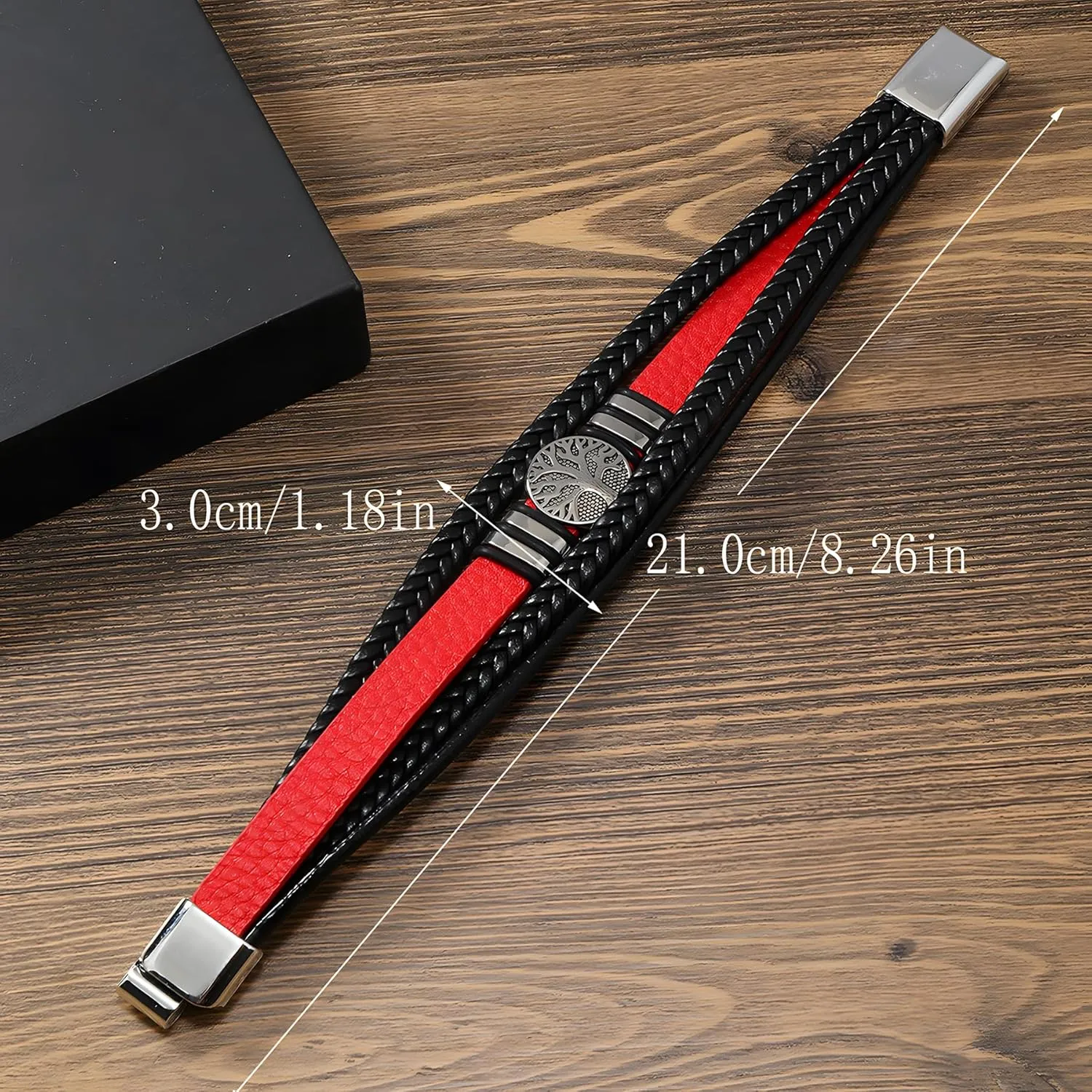 Tree of Life Leather Bracelet for Men, Multi-Layer Braided Religious Mens Cuff Bracelets with Alloy Clasp Anniversary Father's Day Birthday Christmas Jewelry Gifts for Him