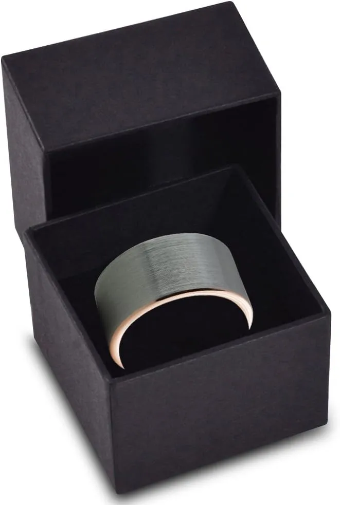 Tungsten Wedding Band Ring 12mm for Men Women Comfort Fit Grey Pipe Cut Brushed Polished