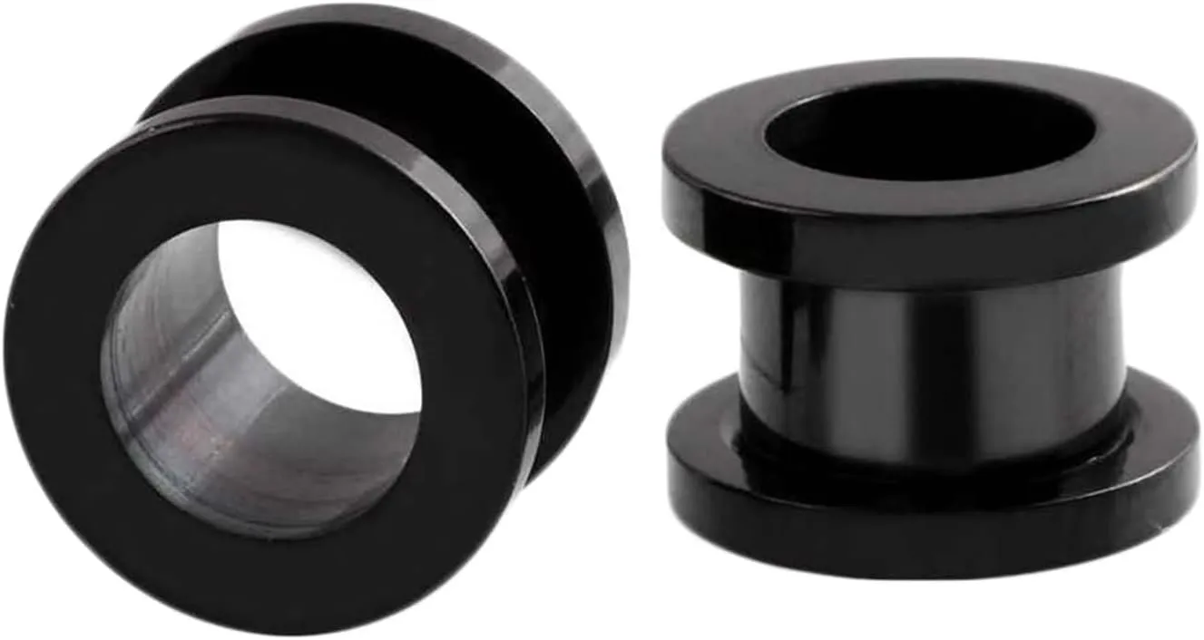 Tunnels Gauges, 2PCS Stainless Steel Ear Plugs Black Hoop Ear Gauges 14G Body Piercings Jewelry