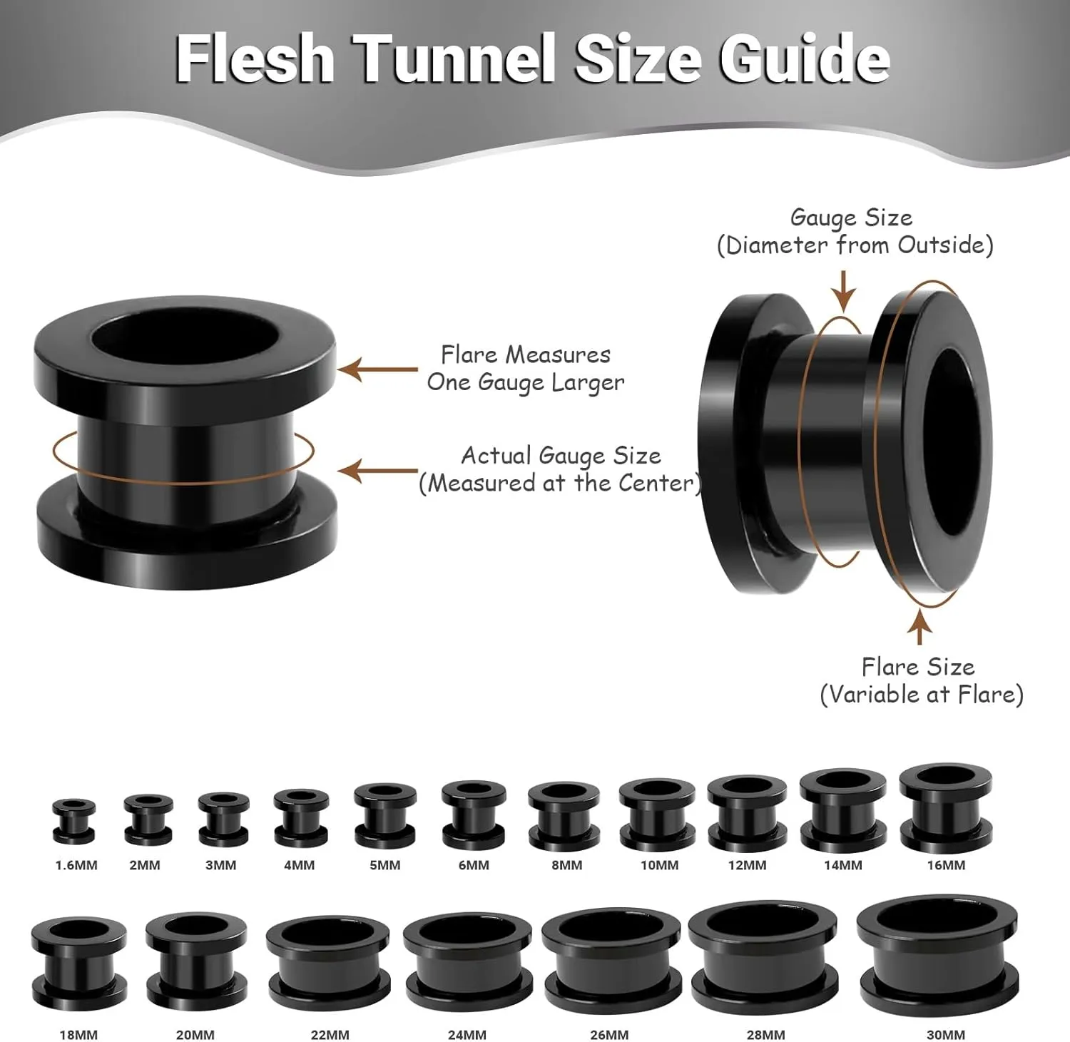 Tunnels Gauges, 2PCS Stainless Steel Ear Plugs Black Hoop Ear Gauges 14G Body Piercings Jewelry