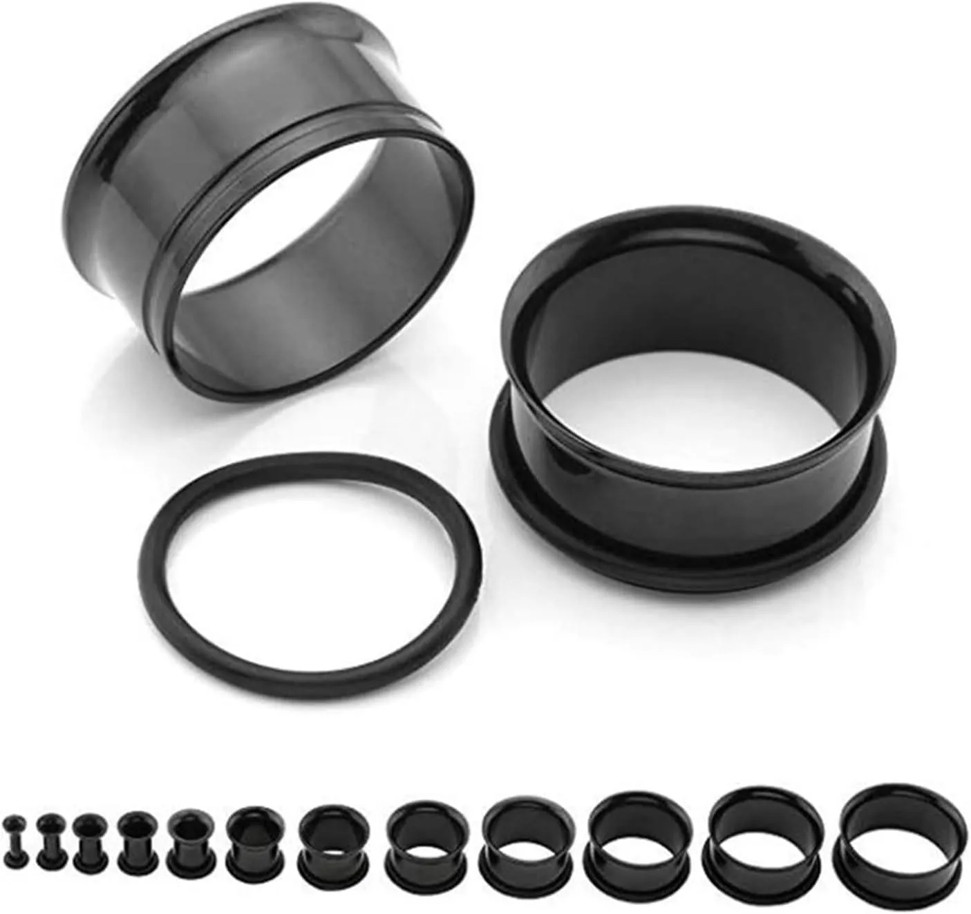Tunnels Gauges, 2PCS Surgical Steel Ear Plugs Gauges 6mm Simple Hoop Ear Gauges 2G Piercing Jewelry Set