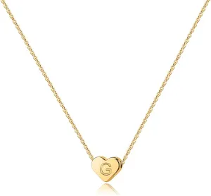 Turandoss Heart Initial Necklace for Women Girls - Dainty 14K Gold Plated Heart Pendant Letter A-Z Alphabet Necklace Tiny Initial Necklaces Gifts for Women Teens Jewelry