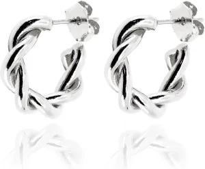Twisted Rope Hoop Earrings for Women  Rhodium Silver Plated Chunky Trendy Simple Jewelry  High Polished Thick Open Round Hoops Hypoallergenic [ER-TW-S]