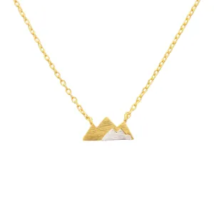 Two-Tone Gold and Silver Color Mixed Mountain Pendant Necklace, 18K Gold Dipped Mountain Necklace, Nature Mountain Lovers Necklace (Gold)