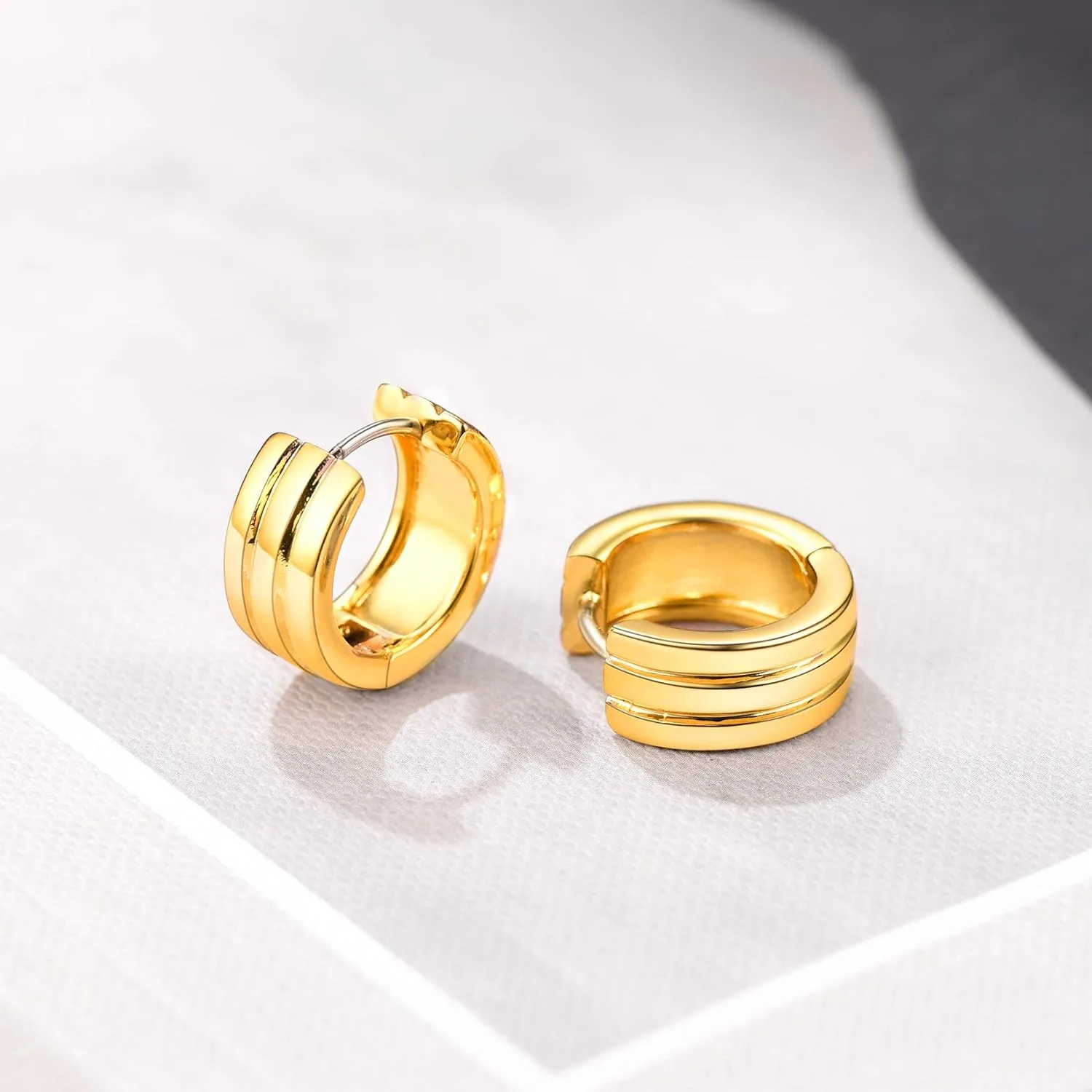 U7 Huggie Earrings for Men Women, Unisex Surgical Stainless Steel Hypoallergenic Earrings,Small Hoop Earrings, Polished CZ/Heart/Spike/Chunky Small Hoops for Pierced or Non Pierced Earrings