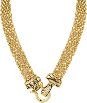 UNY Short Necklace 48cm Popcorn Chain Magnetic Claps Classic Elegant Vintage Antique Jewelry