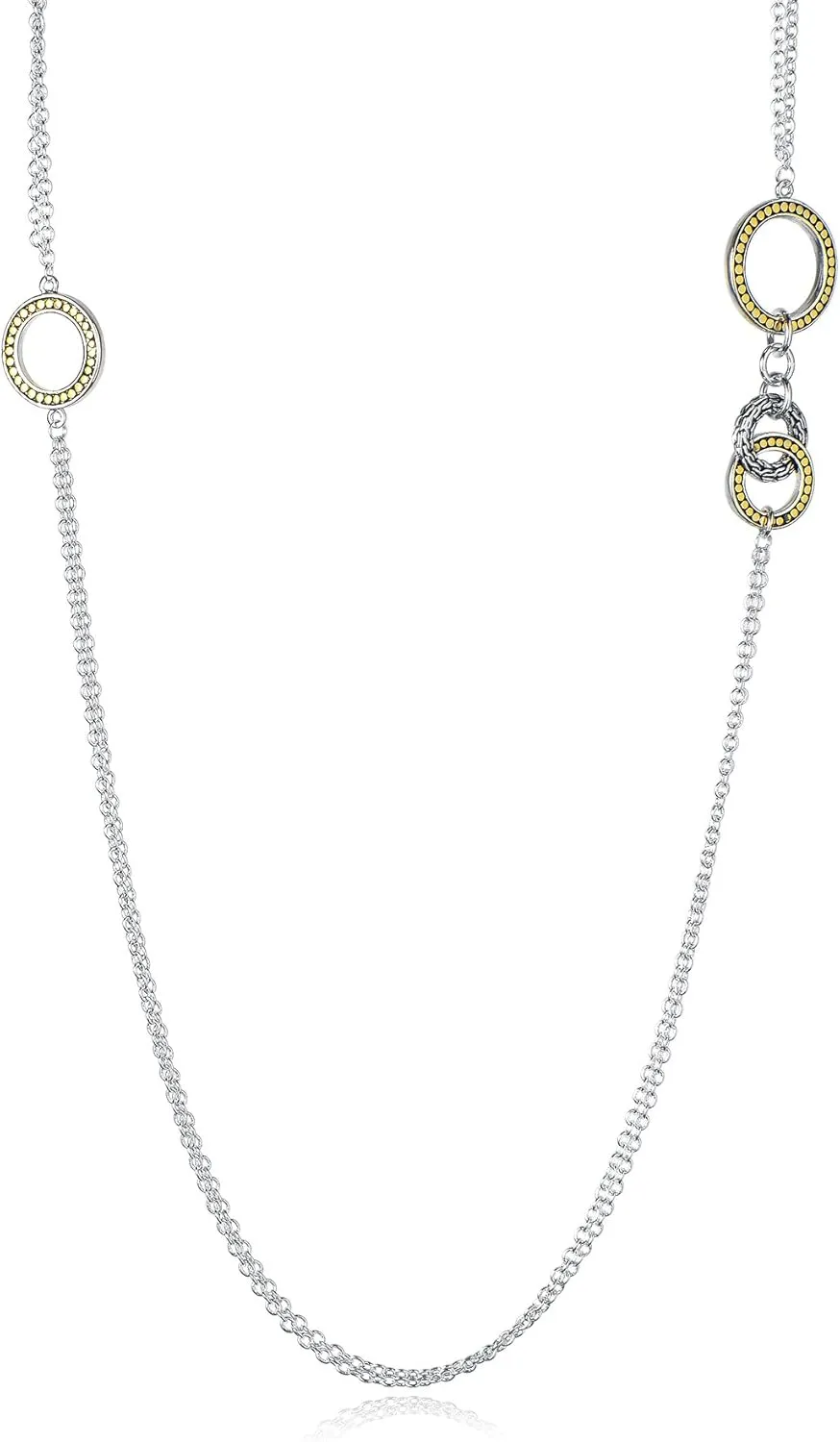 UNY Trendy Elegant Vintage Retro Designer Unique Hardy Fahsion Style Dots 2 Tone Women Long Necklace