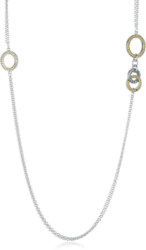 UNY Trendy Elegant Vintage Retro Designer Unique Hardy Fahsion Style Dots 2 Tone Women Long Necklace