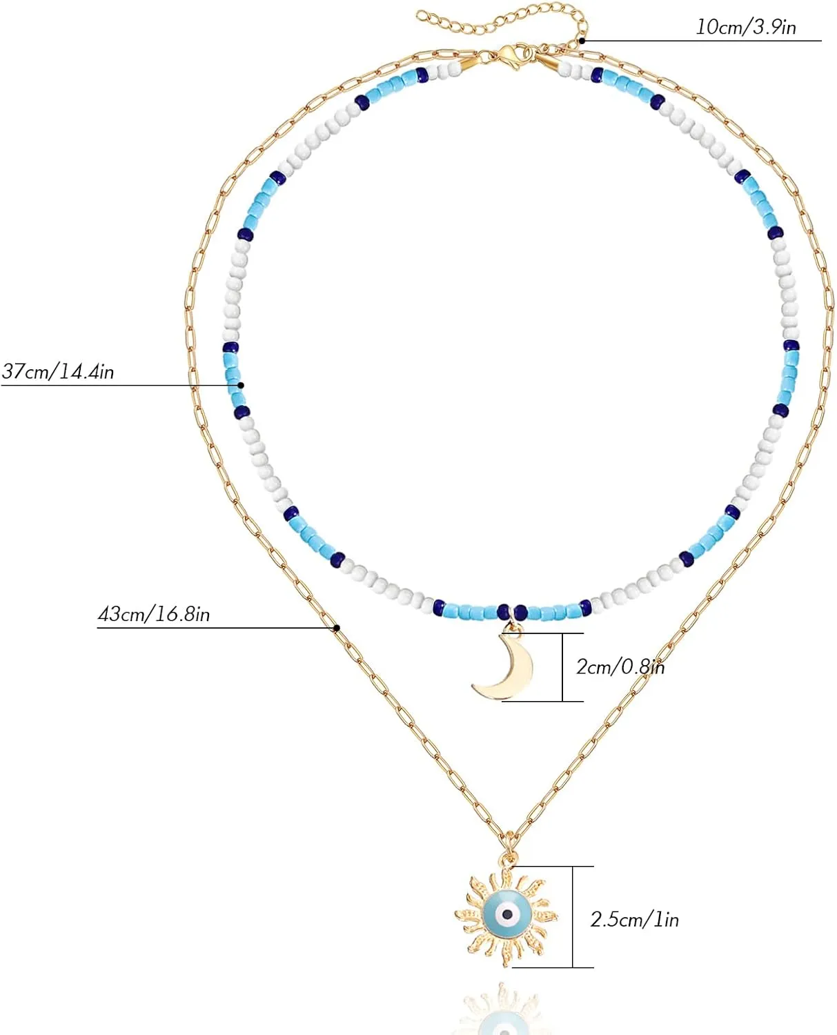 VIBILIA Evil Eye Necklace Sun Pendant Turkish Blue Eye Protection Lucky Necklaces Jewelry Gifts for Men Women (Sun) - Silver