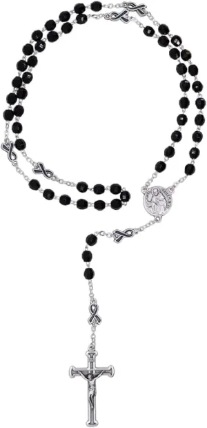 VILLAGE GIFT IMPORTERS Saint Peregrine Rosary with Black Beads - Patron Saint of Cancer Patients - Catholic Prayer Devotional for Healing and Strength