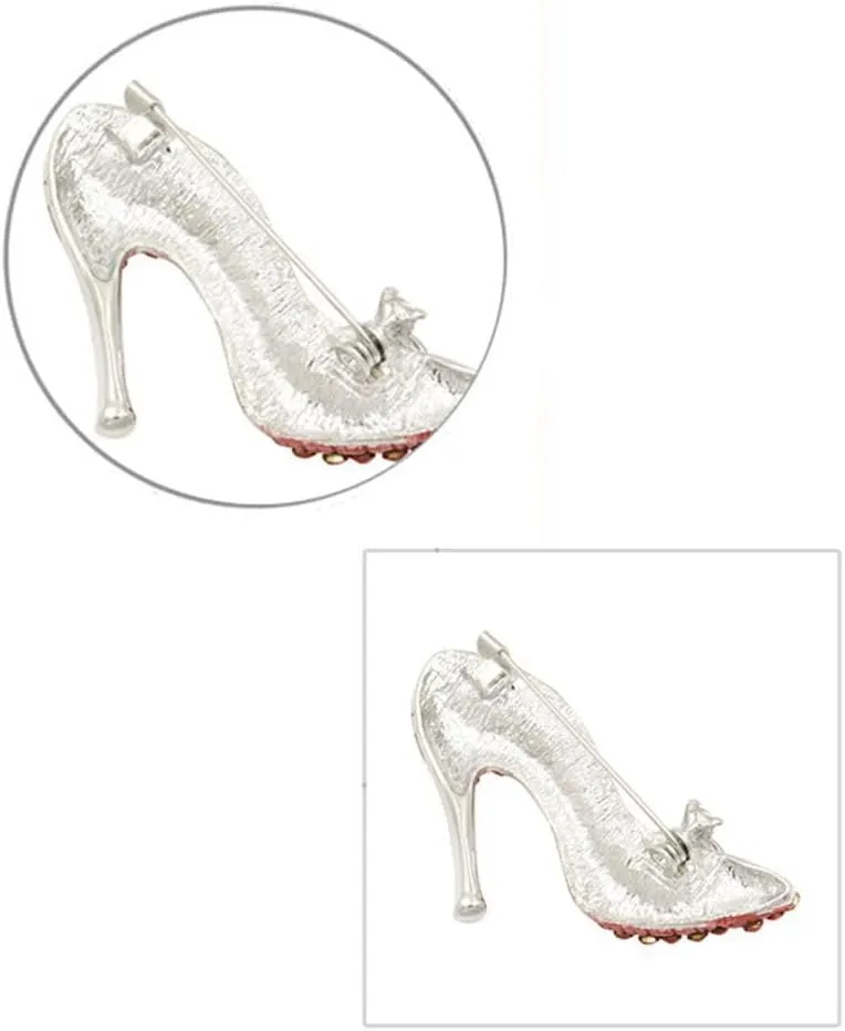 vmcoatdu Women Stylish Charm Brooch Pin Crystal Rhinestone High Heel Princess Shoes Brooch Badge