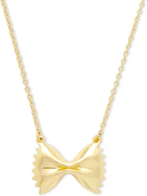 Wanderlust   Co Bow Tie Pasta Necklace 14K Gold/Rhodium Plated Jewelry Hypoallergenic Shower-safe