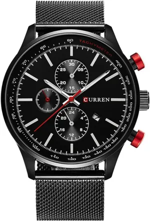 Watches Mens Stainless Steel Quartz Watch Men Casual Waterproof Clock Men Sport Wristwatch (black black)
