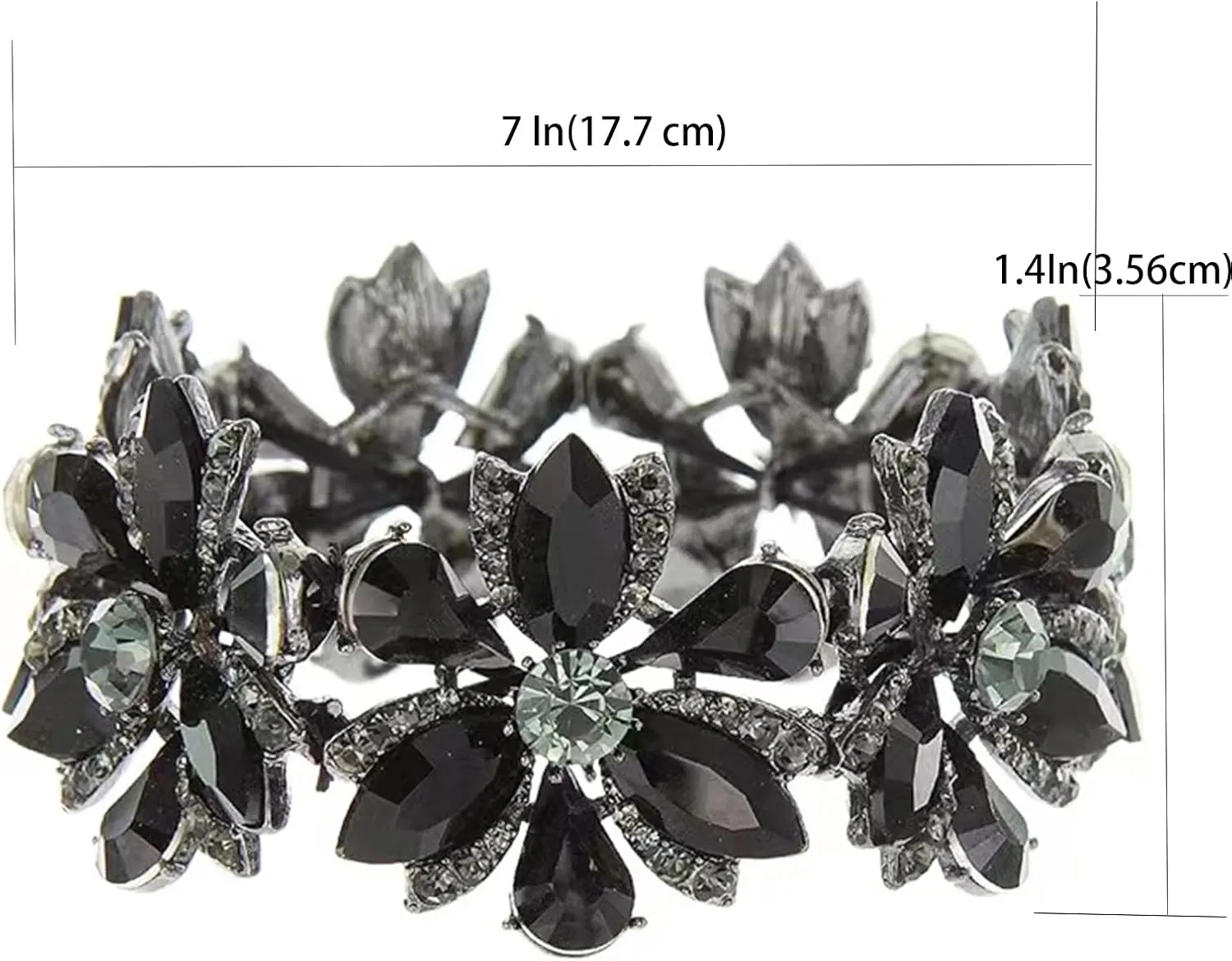 Wedding Bridal Elegant Teardrop Rhinestones Marquise-Shape Crystal Elastic Bangle Stretch Bracelet jewelry for Bride