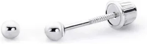 Wellingsale 14K White Gold Polished 2mm, 3mm, 4mm, 5mm, 6mm Ball Stud Earrings With Screw Back