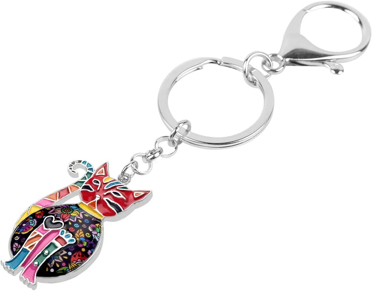 WEVENI Alloy Elegant Cat Keychain Accessories Kitten Jewelry Car Wallet Charms For Women Girls