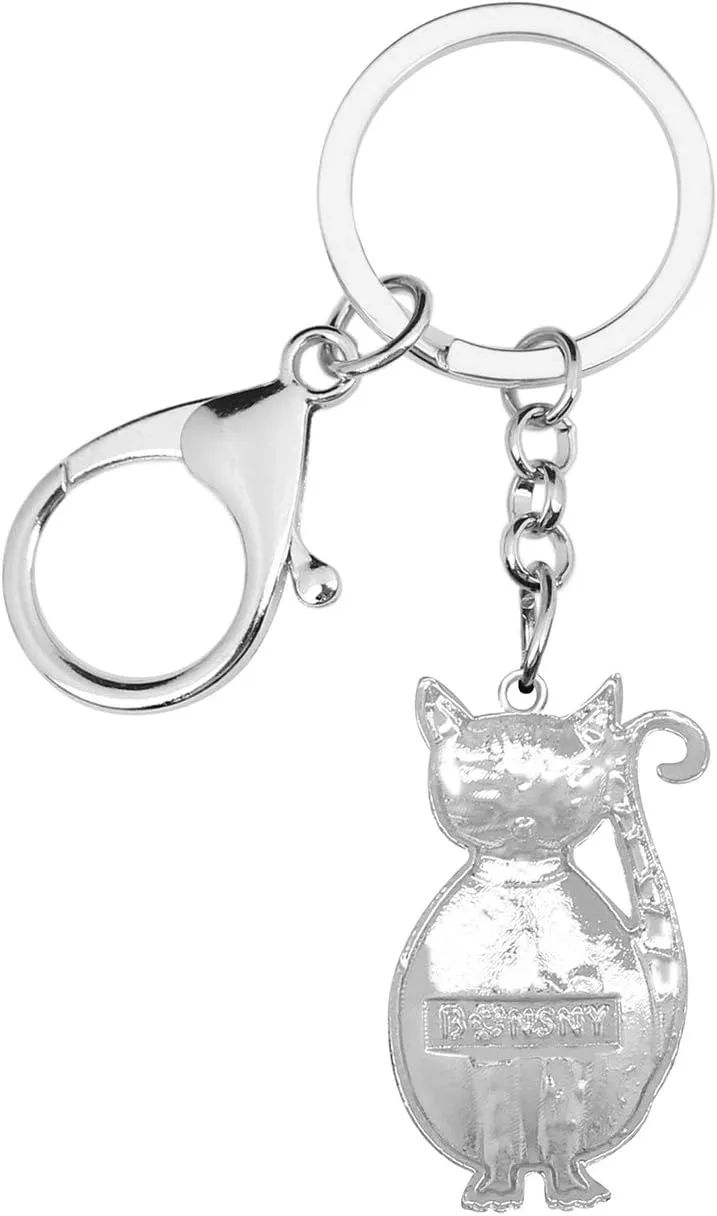 WEVENI Alloy Elegant Cat Keychain Accessories Kitten Jewelry Car Wallet Charms For Women Girls