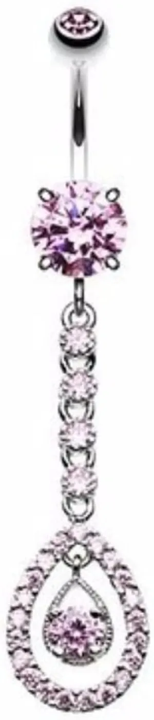 WildKlass Jewelry Elegant Teardrop Sparkle 316L Surgical Steel Belly Button Ring