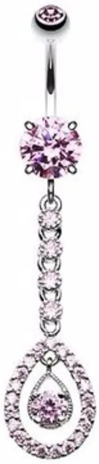 WildKlass Jewelry Elegant Teardrop Sparkle 316L Surgical Steel Belly Button Ring