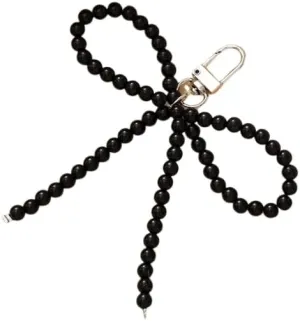 WJR Pearl Bow Bead Keychain Charm Elegant Bowknot Keyring Cute Bag Car Pruse Accessories