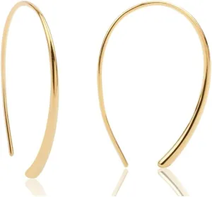 Women Earring | U-Shaped Hoop Earrings | Upside Down Hoop Earrings | 18K Gold Plated or Sterling Silver | Highly polished design