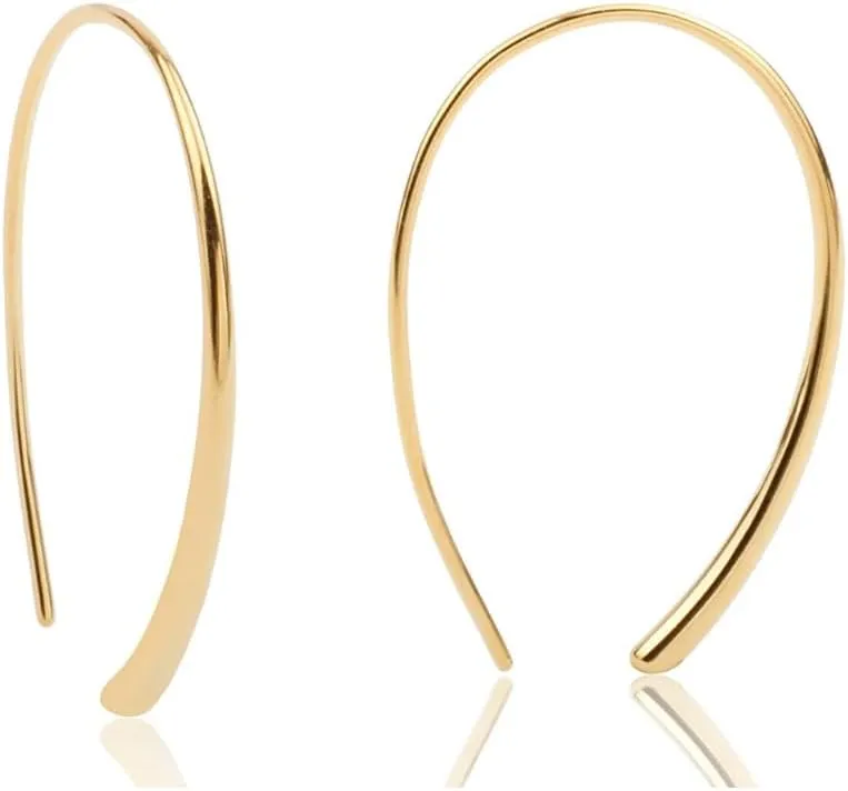 Women Earring | U-Shaped Hoop Earrings | Upside Down Hoop Earrings | 18K Gold Plated or Sterling Silver | Highly polished design