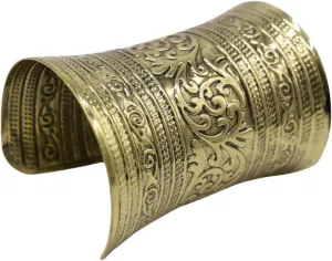 Women Fashion Jewelry Long Metal Cuff Bracelet Rusty Antique Gold Color Filigree