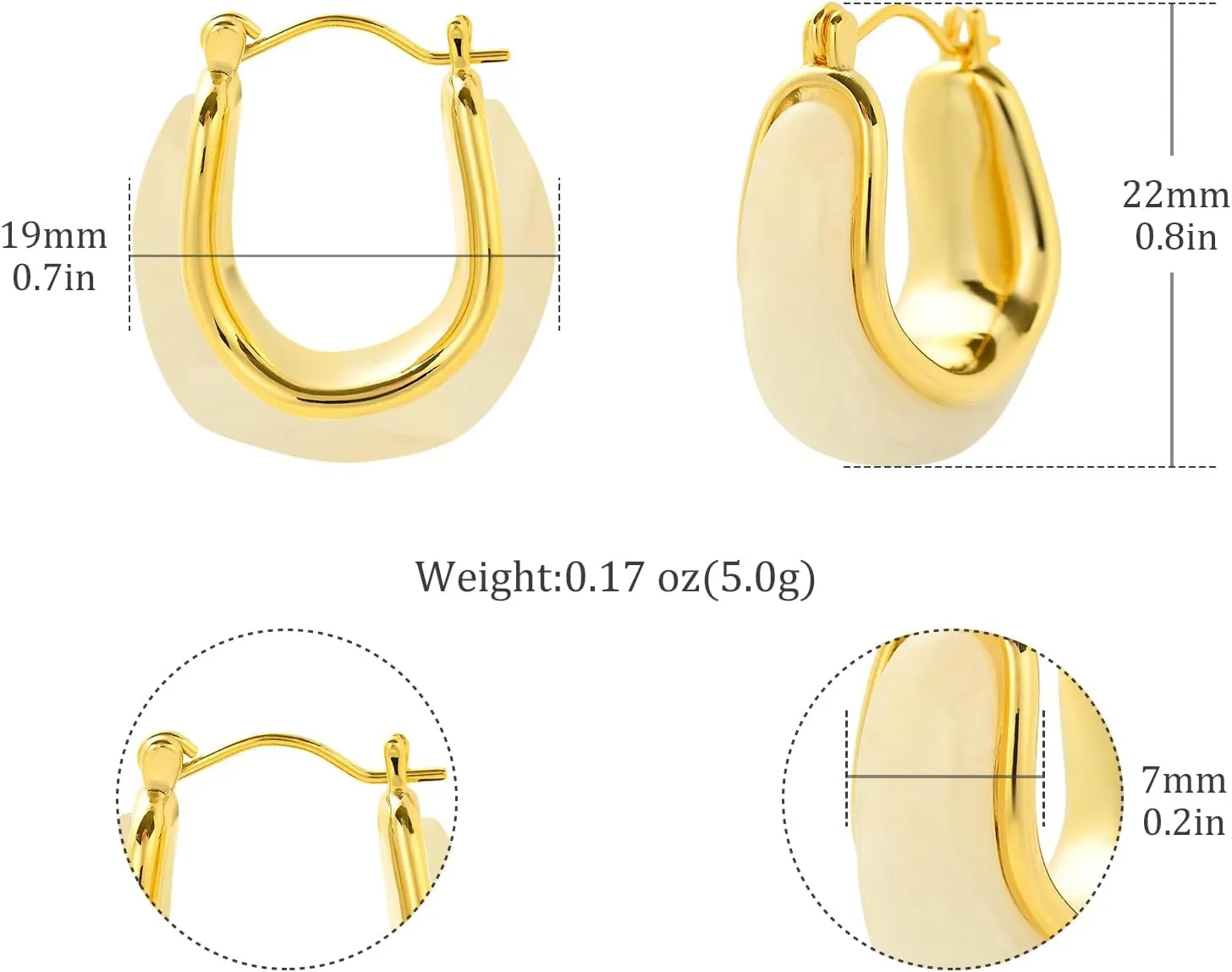Women's Acrylic Resin Drop Earrings, Teardrop Chunky Hoop Earrings,18K Gold Plated Polished Tear Drop Earrings Jewelry for Teen