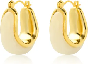 Women's Acrylic Resin Drop Earrings, Teardrop Chunky Hoop Earrings,18K Gold Plated Polished Tear Drop Earrings Jewelry for Teen