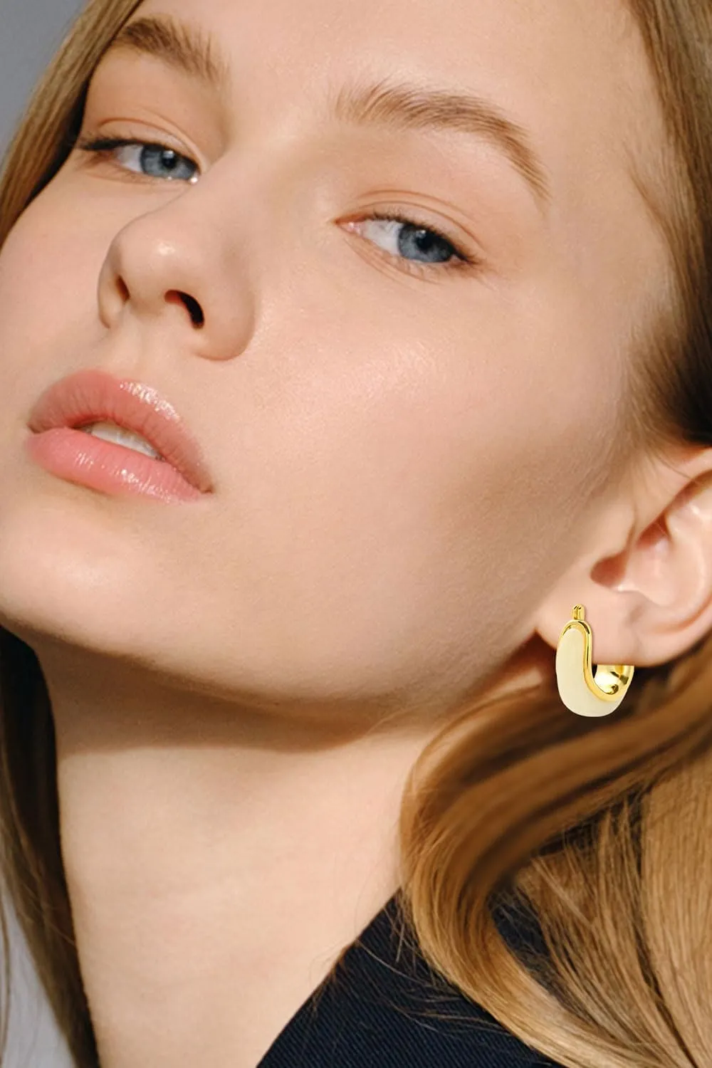 Women's Acrylic Resin Drop Earrings, Teardrop Chunky Hoop Earrings,18K Gold Plated Polished Tear Drop Earrings Jewelry for Teen