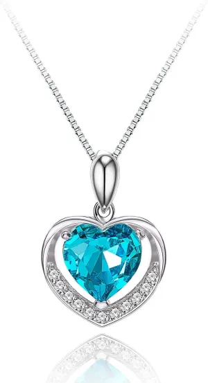 Womens Necklace Pendant Necklaces Blue Crystal Heart-shaped Statement Necklace Jewelry Accessories Dressy Collocation for Women