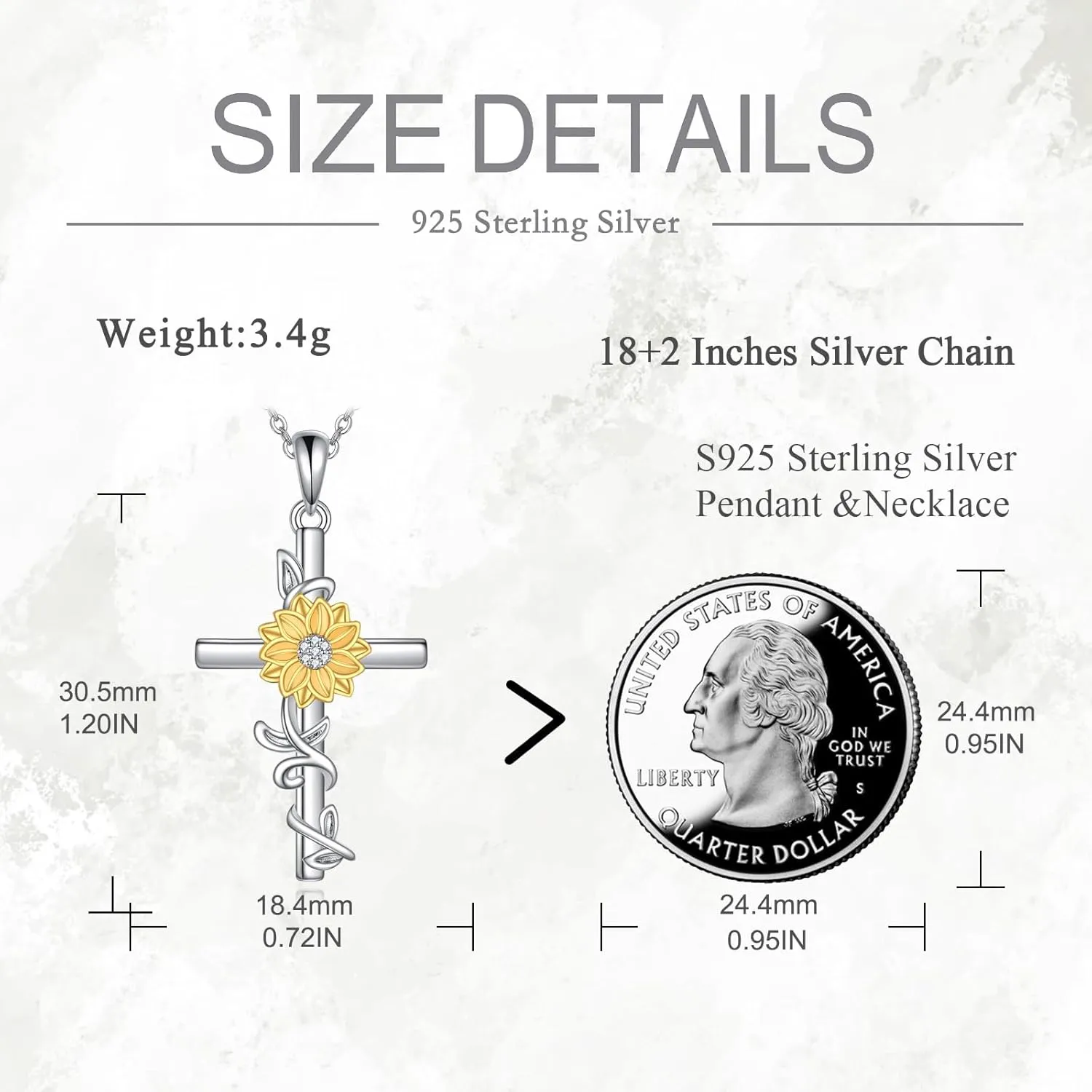 Women's Sunflower/Rose Cross Necklace 925 Sterling Silver Delicate Sunflower Pendant Ladies Mum Sunflower/Rose Gift