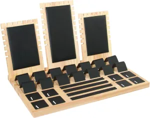 Wooden Jewelry Display Stand Set Pendant Necklace Display Holder Ring Earrings Bracelet Tabletop Storage Organizer Stand Set Combination for Show (Black)