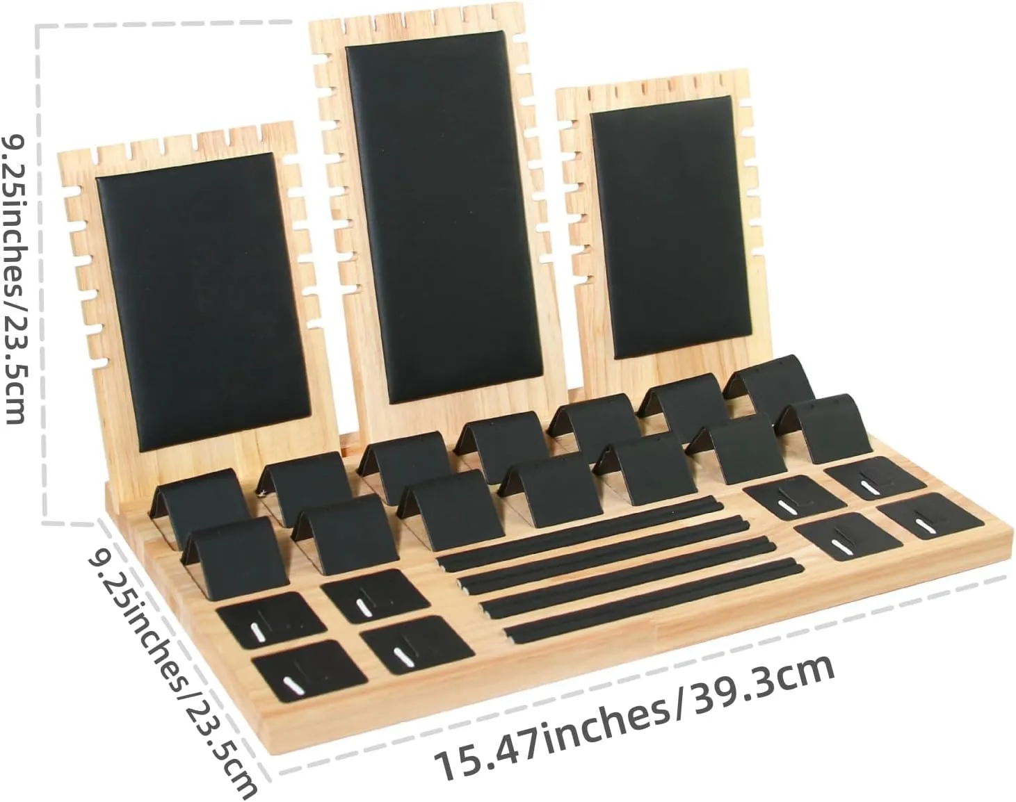 Wooden Jewelry Display Stand Set Pendant Necklace Display Holder Ring Earrings Bracelet Tabletop Storage Organizer Stand Set Combination for Show (Black)