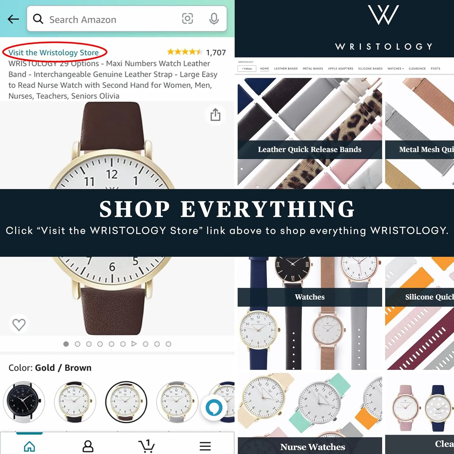 Wristology 29 Options - Maxi Leather Band Roman Numerals Boyfriend Watch - Interchangeable Genuine Leather Strap - Large Easy to Read Analog Face for Women or Men