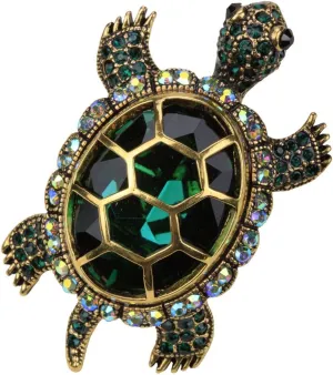 YACQ Women's Big Turtle Pin Brooch   Pendant 2 in 1 - Scarf Holders - Lead & Nickle Free - (2-1/4 x 1-1/2) Inches - Halloween Costume Jewelry Accessories