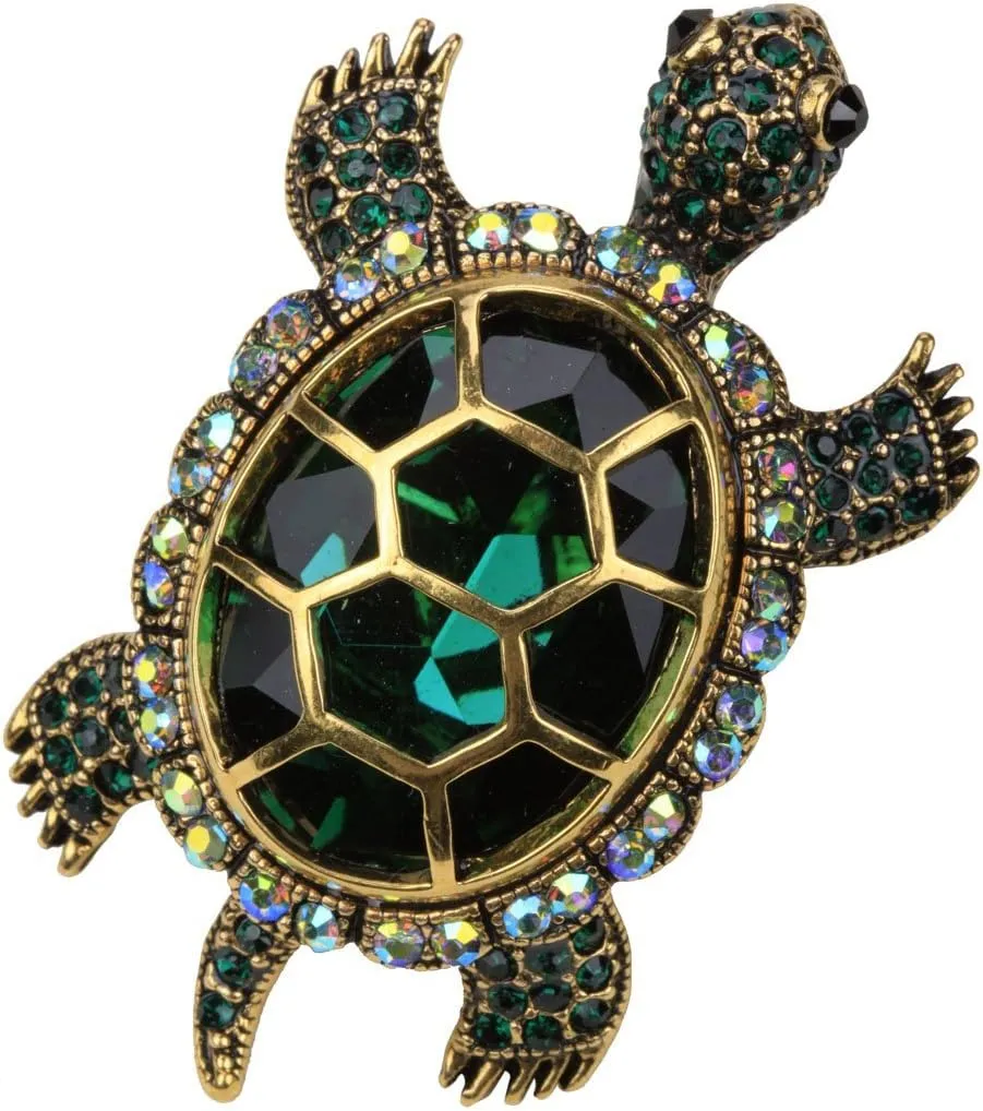 YACQ Women's Big Turtle Pin Brooch   Pendant 2 in 1 - Scarf Holders - Lead & Nickle Free - (2-1/4 x 1-1/2) Inches - Halloween Costume Jewelry Accessories