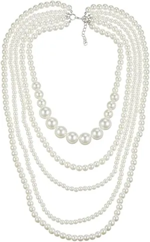 YAZILIND Imitation Pearl Necklace Layered Clavicle Choker Vintage Women Elegant Charm Wedding Party Accessories